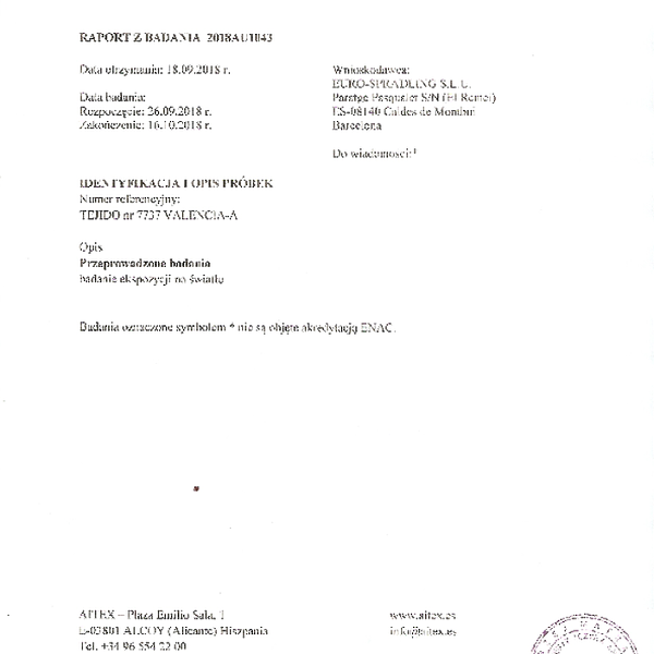 valencia - odpornosc na swiatlo EN 105 B02 2014